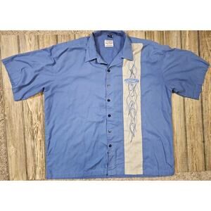 David Carey Originals Mens Ford Flames Blue Gray Block Bowling Shirt Mens 3X
